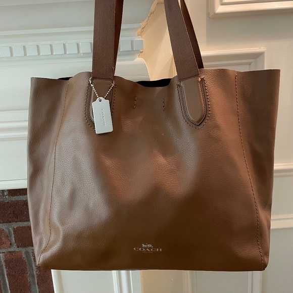 COACH Derby Tote Light Saddle Leather Shoulder Bag F59818 - Picture 1 of 9
